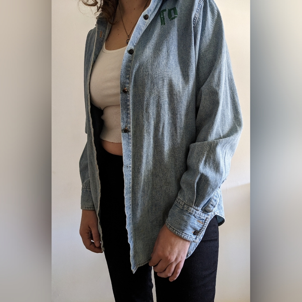 Vintage Denim Shirt w TO Stencil